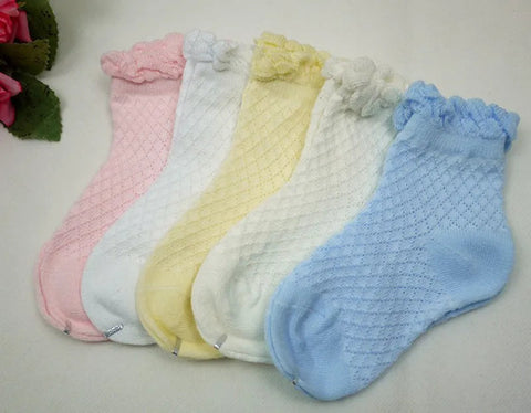 5 Pairs of Cotton Mesh Lace Ruffle Socks
