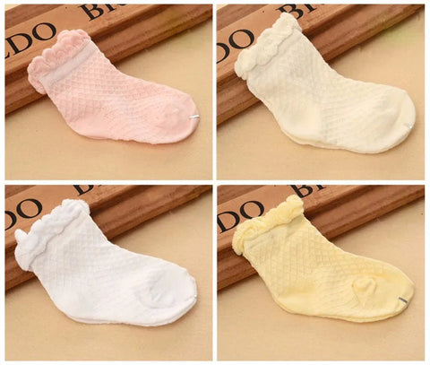5 Pairs of Cotton Mesh Lace Ruffle Socks