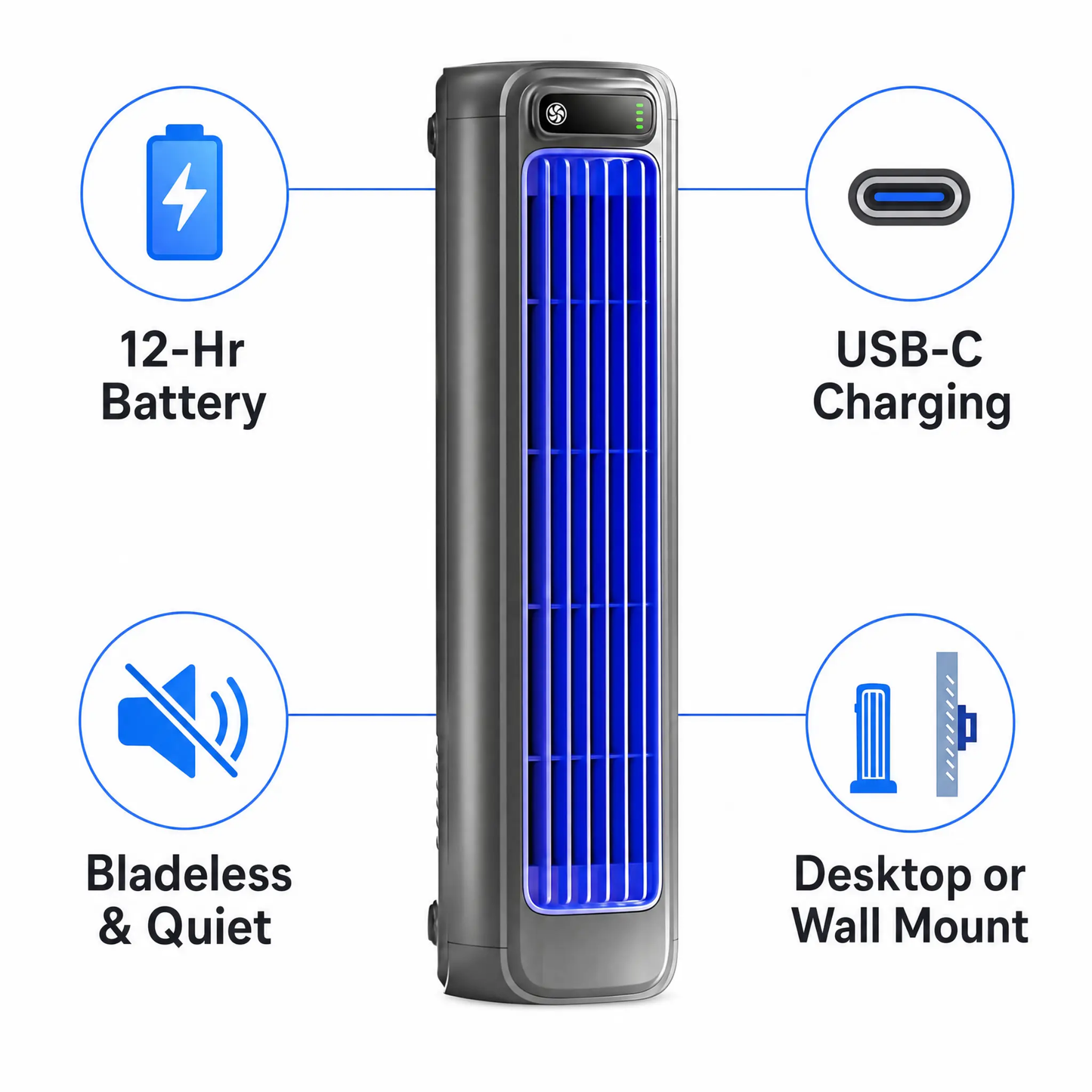 BowLift | AirWave – Portable Rechargeable Air Conditioner with 12-Hour Battery Life